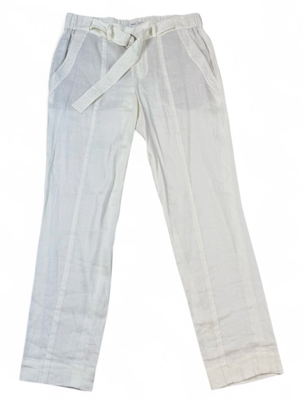 Vince Linen Paperbag Pants Women's 8 White V3360-21150 Belt NWOT